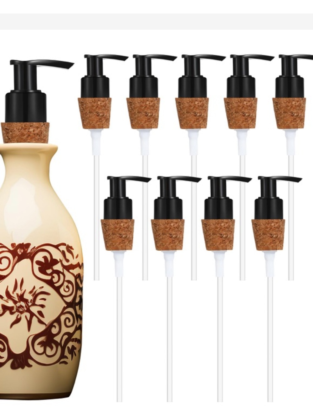 DIY Soap/Lotion Dispenser MASON Bottles with Pumps 10Pc BLACK